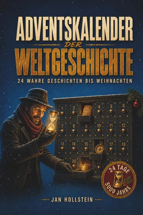 Buchcover von „Der Adventskalender der Weltgeschichte“: 24 wahre Geschichten bis Weihnachten