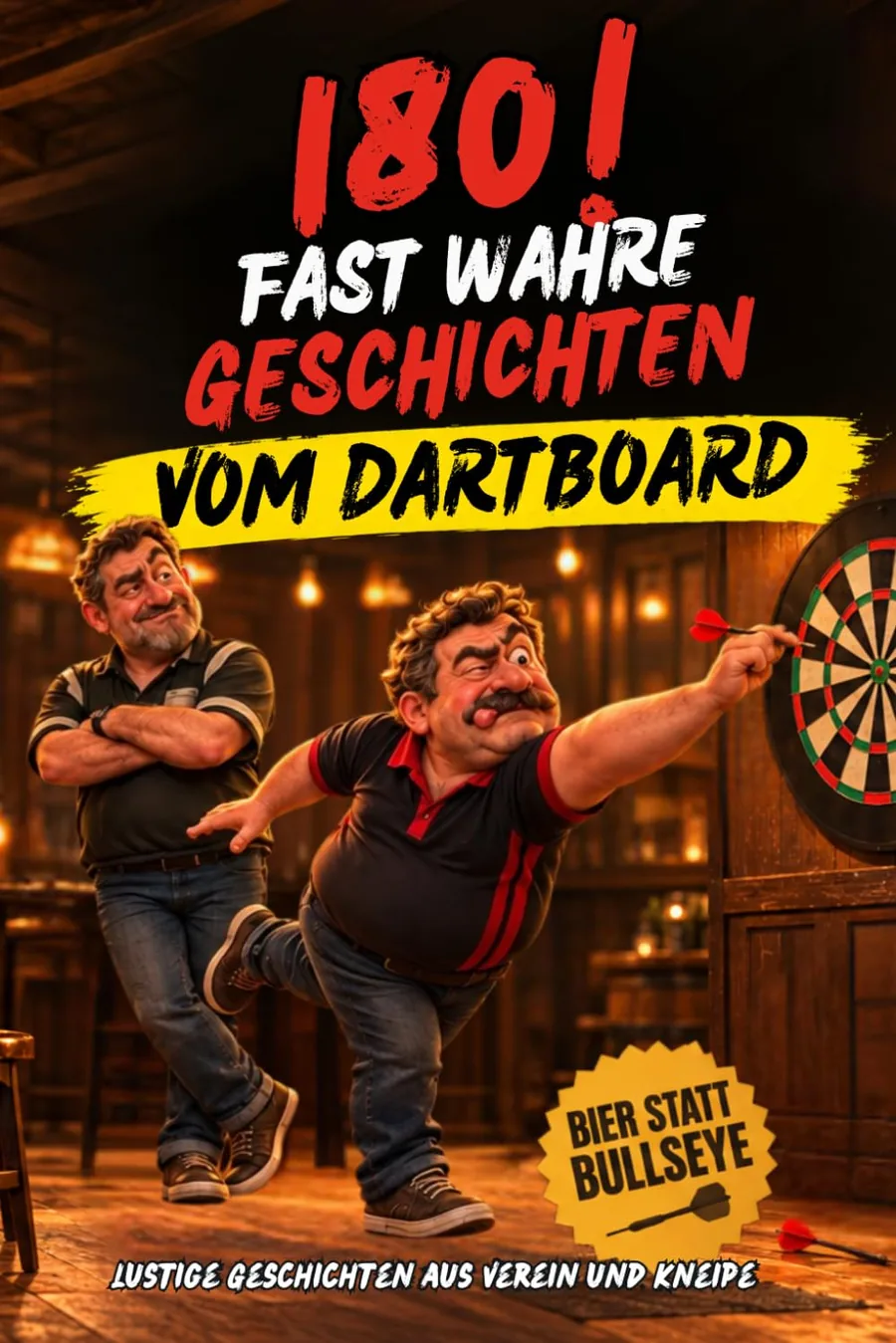 Buchcover von „180! Fast wahre Geschichten vom Dartboard“: Lustige Geschichten aus Verein und Kneipe mit echten Darts-Fakten